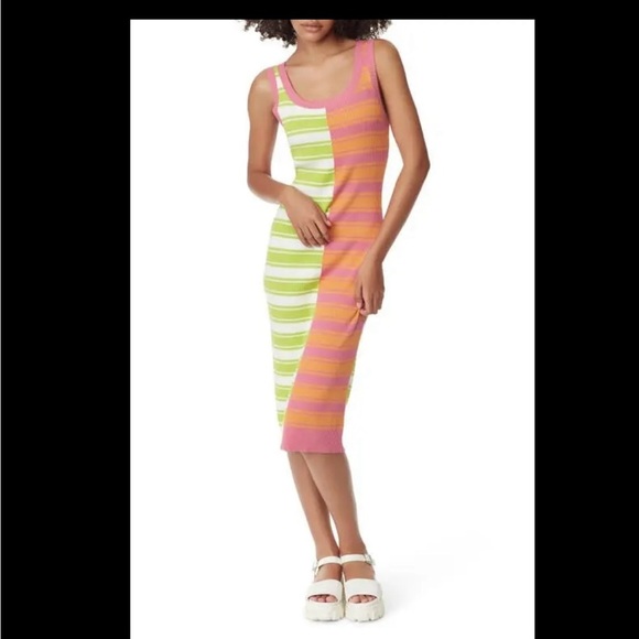 Circus by Sam Edelman Green and Orange Asymmetrical Sheath Dress - Picture 2 of 8